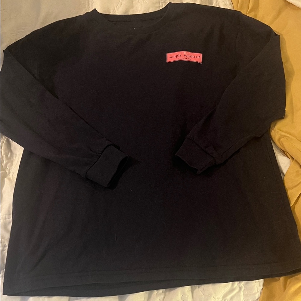 Simply Southern Black Long Sleeve Tee with Pink Logo